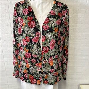 Floral Women's Top - Black and Pink